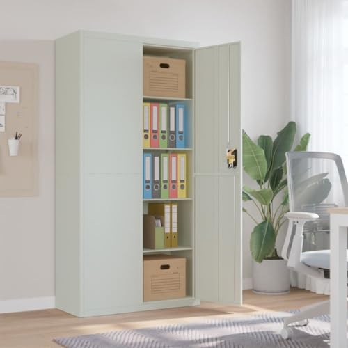 GCHDHAPB Schränke & Aufbewahrung, Aktenschränke, Aktenschrank, Hellgrau, 90 x 40 x 180 cm, Stahl von GCHDHAPB