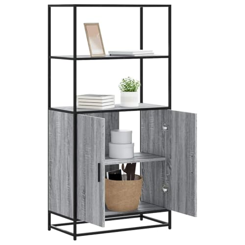 GCHDHAPB Schränke & Aufbewahrung, Buffets & Sideboards-Highboard Grau Sonoma 68x35x139cm Holzwerkstoff und Metall von GCHDHAPB