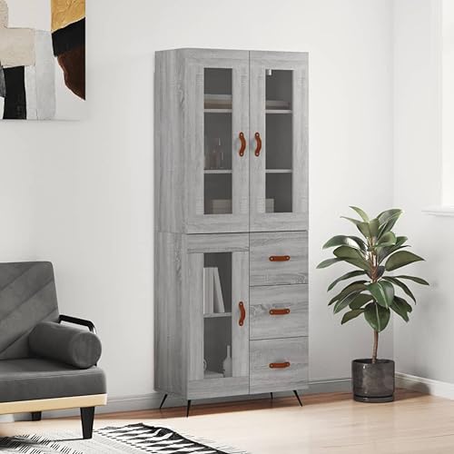 GCHDHAPB Schränke & Aufbewahrung, Buffets & Sideboards-Highboard Grau Sonoma 69,5 x 34 x 180 cm Holzwerkstoff von GCHDHAPB
