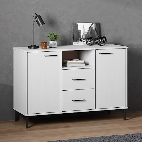 GCHDHAPB Schränke & Aufbewahrung, Buffets & Sideboards-Sideboard mit Metallbeinen, Weiß, 113 x 40 x 77 cm, Massivholz, OSLO GCHDHAPB Schränke & Aufbewahrung, Buffets & Sideboards-Sideboard mit Metallbeinen, Weiß, 113 x 40 x 77 cm, Massivholz, OSLO von GCHDHAPB