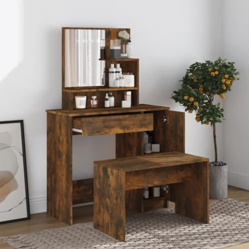 GCHDHAPB Schränke und Aufbewahrung, Waschtische, Schlafzimmer-Schminktische, Schminktisch-Set, Raucheiche, 86,5 x 35 x 136 cm von GCHDHAPB