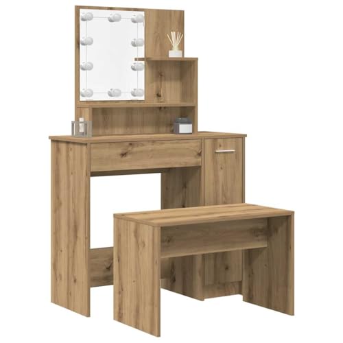 GCHDHAPB Schränke und Aufbewahrung, Waschtische, Schlafzimmer-Schminktische, Schminktisch-Set mit LED, Altholz von GCHDHAPB