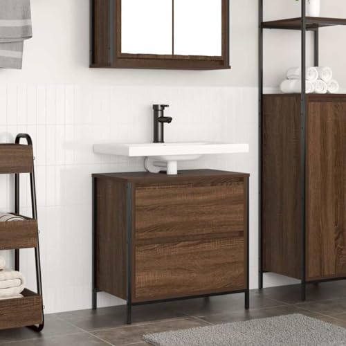 GCHDHAPB Schränke & Aufbewahrung, Waschtischunterschrank, Badezimmer-Waschtischunterschrank mit Schubladen, braune Eiche, 60 x 34,5 x 60 cm GCHDHAPB Schränke & Aufbewahrung, Waschtischunterschrank, Badezimmer-Waschtischunterschrank mit Schubladen, braune Eiche, 60 x 34,5 x 60 cm von GCHDHAPB