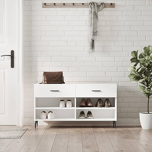 GCHDHAPB Schuhbank weiß 102x35x55cm Holzwerkstoff von GCHDHAPB