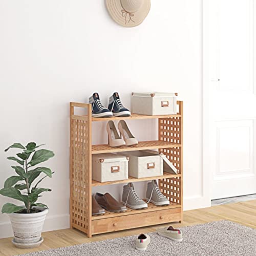 GCHDHAPB Schuhregal mit Schublade 70x27x81cm Massivholz Nussbaum von GCHDHAPB