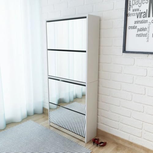 GCHDHAPB Schuhschrank 4-lagig Spiegel weiß 63x17x134cm GCHDHAPB Schuhschrank 4-lagig Spiegel weiß 63x17x134cm von GCHDHAPB
