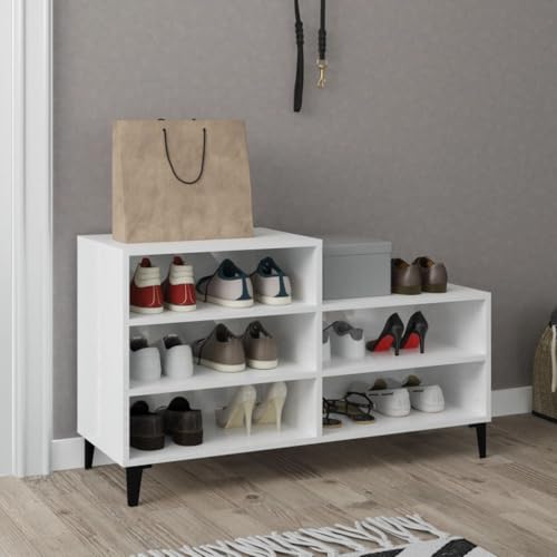 GCHDHAPB Schuhschrank Hochglanz Weiß 102x36x60cm Holzwerkstoff von GCHDHAPB