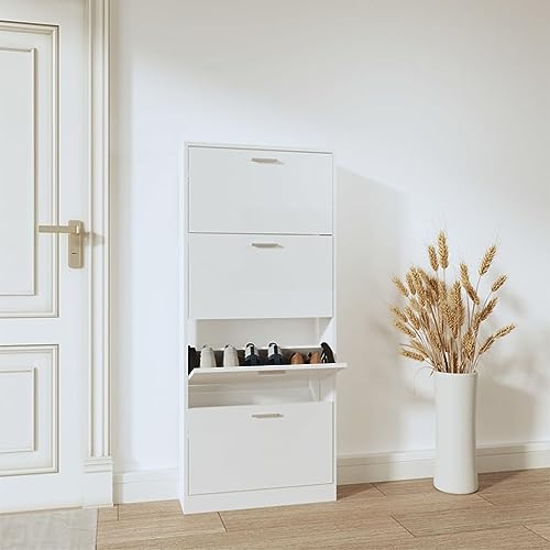 GCHDHAPB Schuhschrank Hochglanz Weiß 59x17x150cm Holzwerkstoff GCHDHAPB Schuhschrank Hochglanz Weiß 59x17x150cm Holzwerkstoff von GCHDHAPB