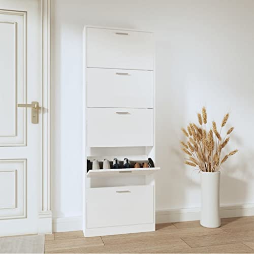 GCHDHAPB Schuhschrank Hochglanz Weiß 59x17x169cm Holzwerkstoff GCHDHAPB Schuhschrank Hochglanz Weiß 59x17x169cm Holzwerkstoff von GCHDHAPB