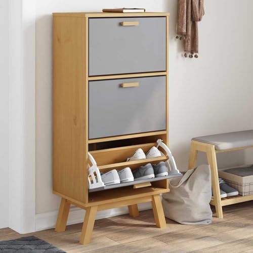 GCHDHAPB Schuhschrank OLDEN grau und braun 55x35x120cm Massivholz Kiefer GCHDHAPB Schuhschrank OLDEN grau und braun 55x35x120cm Massivholz Kiefer von GCHDHAPB