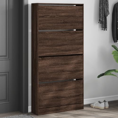 GCHDHAPB Schuhschrank mit 4 Klappschubladen Braun Eiche 80x21x163,5 cm GCHDHAPB Schuhschrank mit 4 Klappschubladen Braun Eiche 80x21x163,5 cm von GCHDHAPB