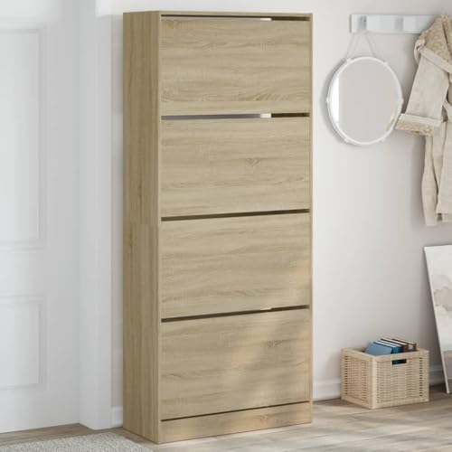 GCHDHAPB Schuhschrank mit 4 Klappschubladen Sonoma Eiche 80x34x187,5 cm von GCHDHAPB