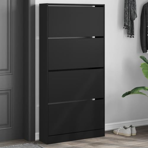 GCHDHAPB Schuhschrank mit 4 Klappschubladen schwarz 80x21x163,5 cm GCHDHAPB Schuhschrank mit 4 Klappschubladen schwarz 80x21x163,5 cm von GCHDHAPB