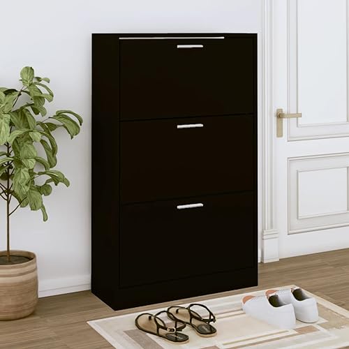 GCHDHAPB Schuhschrank schwarz 63x24x103cm Holzwerkstoff von GCHDHAPB