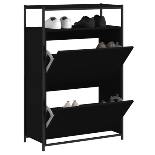 GCHDHAPB Schuhschrank schwarz 75x34x112 cm Holzwerkstoff von GCHDHAPB