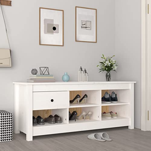 GCHDHAPB Schuhschrank weiß 110x38x45,5 cm Massivholz Kiefer GCHDHAPB Schuhschrank weiß 110x38x45,5 cm Massivholz Kiefer von GCHDHAPB
