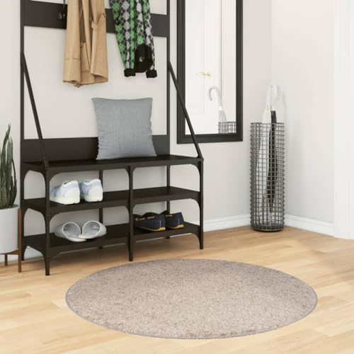 GCHDHAPB Shaggy Teppich PAMPLONA Hochflor Modern Beige Ø 100 cm Haus & Garten Dekor Teppiche von GCHDHAPB