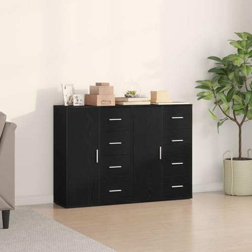 GCHDHAPB Sideboard 2er Set Eichenholz schwarz Metallgriffe mittel GCHDHAPB Sideboard 2er Set Eichenholz schwarz Metallgriffe mittel von GCHDHAPB