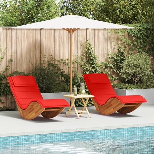 GCHDHAPB Sonnenliege 2er Set rot Holz und Stoff Standard klappbar GCHDHAPB Sonnenliege 2er Set rot Holz und Stoff Standard klappbar von GCHDHAPB