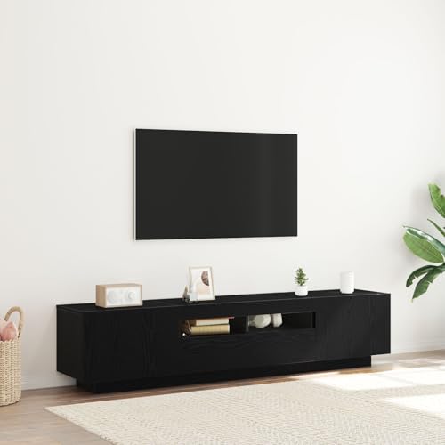 GCHDHAPB TV-Schrank mit LED-Leuchten in schwarzer Eiche - 180x35x40 cm aus Holzwerkstoff von GCHDHAPB