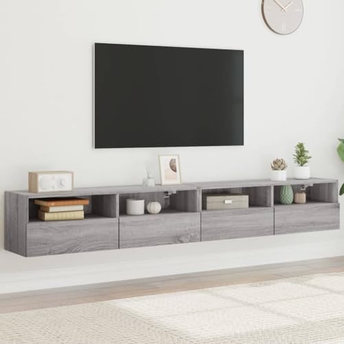 GCHDHAPB TV-Wandschränke, 2 Stück, Grau, Sonoma, 100 x 30 x 30 cm, Holzwerkstoff, Entertainment-Center & TV-Ständer von GCHDHAPB