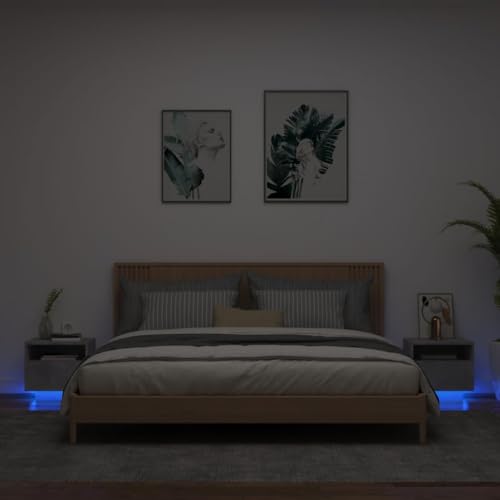 GCHDHAPB Tische, Nachttische, Nachttische, Nachtschränke mit LED-Lichtern, 2 Stück, Betongrau, 40 x 39 x 37 cm von GCHDHAPB
