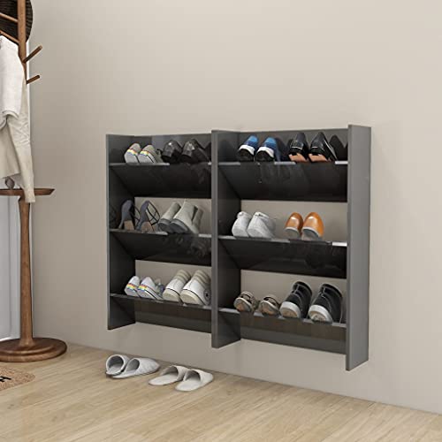 GCHDHAPB Wand-Schuhschränke 2 Stück Hochglanz Grau 60x18x90 cm Holzwerkstoff GCHDHAPB Wand-Schuhschränke 2 Stück Hochglanz Grau 60x18x90 cm Holzwerkstoff von GCHDHAPB