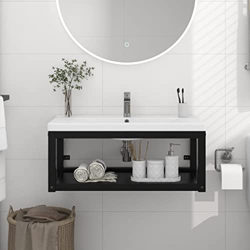 GCHDHAPB Wandaufhängung Waschbecken Rahmen Schwarz 79x38x31cm Eisen GCHDHAPB Wandaufhängung Waschbecken Rahmen Schwarz 79x38x31cm Eisen von GCHDHAPB
