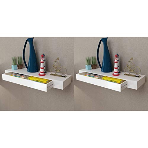 GCHDHAPB Wandregale & Latten, schwebende Wandregale mit Schubladen, 2 Stück, weiß, 80 cm GCHDHAPB Wandregale & Latten, schwebende Wandregale mit Schubladen, 2 Stück, weiß, 80 cm von GCHDHAPB