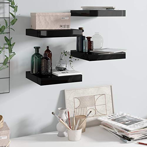 GCHDHAPB Wandregale und Ledges,Schwebende Wandregale, Hochglanz-Schwarz, 23 x 23,5 x 3,8 cm, MDF, 4 Stück GCHDHAPB Wandregale und Ledges,Schwebende Wandregale, Hochglanz-Schwarz, 23 x 23,5 x 3,8 cm, MDF, 4 Stück von GCHDHAPB