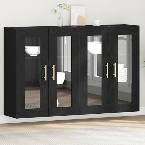 GCHDHAPB Wandschrank 2er Set Schwarz Eiche Holzwerkstoff von GCHDHAPB