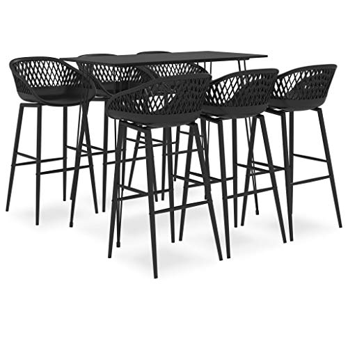 GCHDHAPB Wohnmöbel-Set, Küchen- und Essmöbel-Sets, 7-teiliges Barset, schwarz von GCHDHAPB