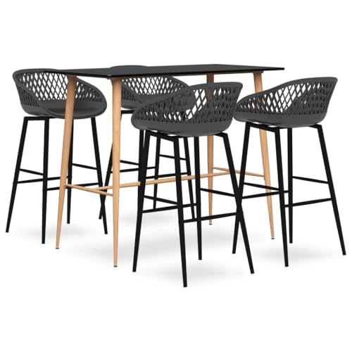 GCHDHAPB Wohnmöbel-Set, Küchen- und Esszimmermöbel-Set, 5-teiliges Bar-Set, Schwarz und Grau GCHDHAPB Wohnmöbel-Set, Küchen- und Esszimmermöbel-Set, 5-teiliges Bar-Set, Schwarz und Grau von GCHDHAPB
