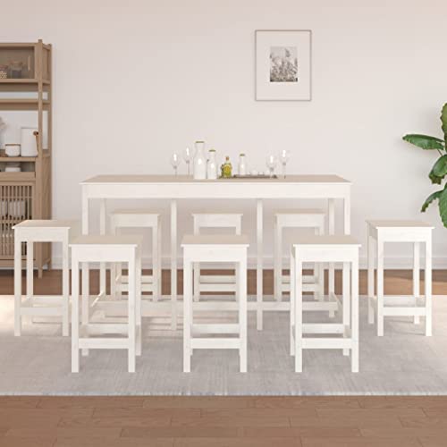 GCHDHAPB Wohnmöbel-Set, Küchen- und Esszimmermöbel-Set, 9-teiliges Bar-Set, weißes Massivholz, Kiefer von GCHDHAPB