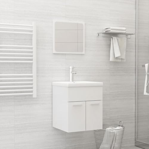 GCHDHAPB Wohnmöbel-Sets, Badezimmermöbel-Sets, Badezimmermöbel-Set, Hochglanz-Weiß, Holzwerkstoff von GCHDHAPB
