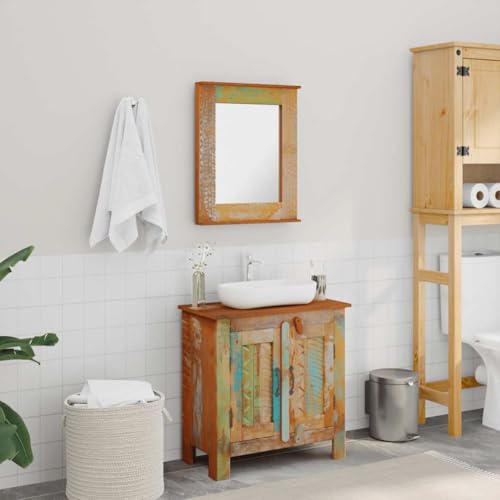 GCHDHAPB Wohnmöbel-Sets, Badezimmermöbel-Sets, recyceltes Massivholz, Badezimmer-Schminkschrank-Set mit Spiegel von GCHDHAPB