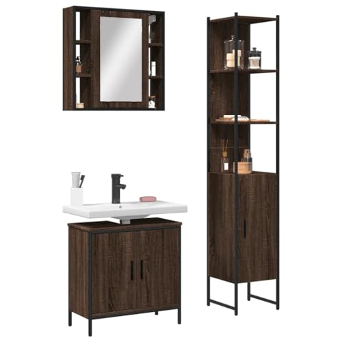 GCHDHAPB Wohnmöbel-Sets, Badmöbel-Sets, 3-teiliges Badschrank Set braun Eiche Ingenieurholz GCHDHAPB Wohnmöbel-Sets, Badmöbel-Sets, 3-teiliges Badschrank Set braun Eiche Ingenieurholz von GCHDHAPB