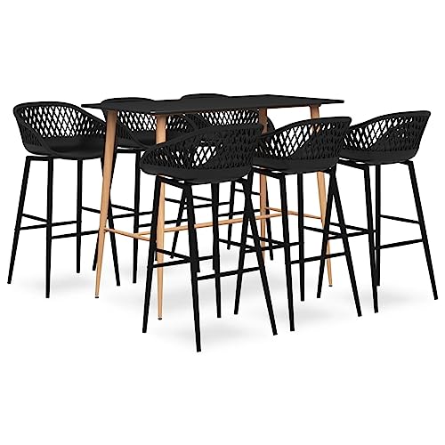 GCHDHAPB Wohnmöbel-Sets, Küchen- und Esszimmermöbel-Sets, 7-teiliges Bar-Set, Schwarz von GCHDHAPB