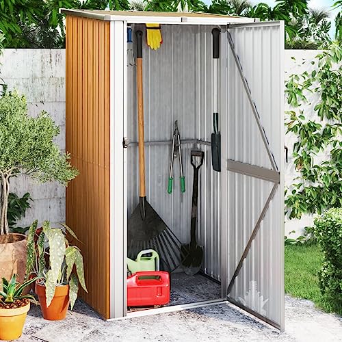 Gartenhaus braun 118,5x97x209,5cm Stahl verzinkt von GCHDHAPB