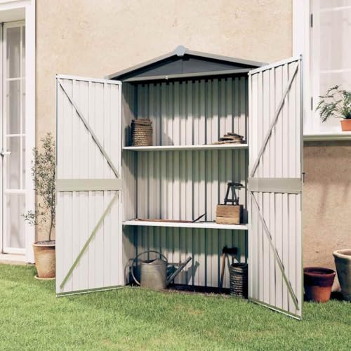 Gartenhaus grau 116x45x175cm Stahl verzinkt von GCHDHAPB