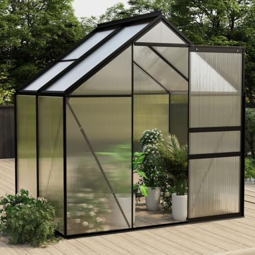 Gewächshaus Anthrazit Aluminium 2,47 m² Haus & Garten Rasen & Garten Gartenarbeit Gewächshäuser von GCHDHAPB