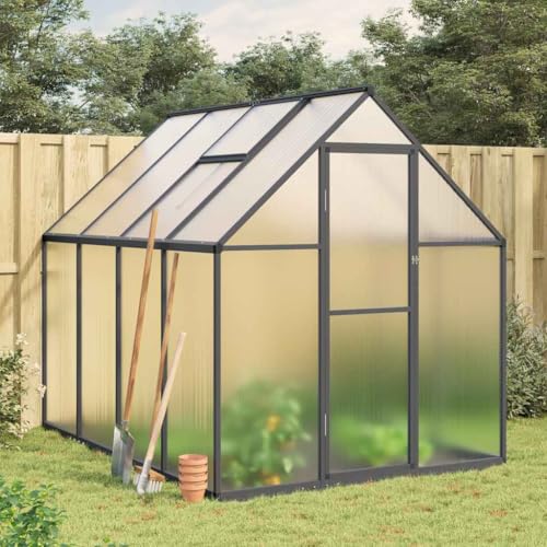 Gewächshaus mit Fundamentrahmen Anthrazit 224x169x195cm Aluminium Home & Garden Rasen & Garten Gartenarbeit Gewächshäuser von GCHDHAPB