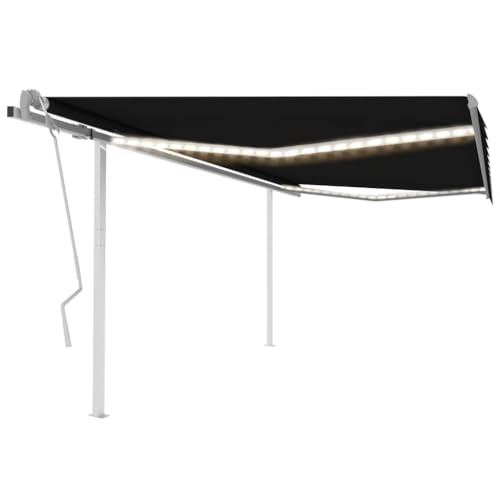 Manuell einziehbare Markise mit LED 4x3m Anthrazit Home & Garden Rasen & Garten Outdoor Wohnzimmer Fenster & Tür Markisen von GCHDHAPB