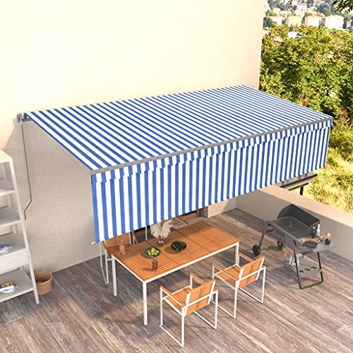Manuell einziehbare Markise mit Rollo, 6 x 3 m, Blau und Weiß Manuell einziehbare Markise mit Rollo, 6 x 3 m, Blau und Weiß von GCHDHAPB