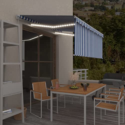 Manuell einziehbare Markise mit Rollo und LED, 3 x 2,5 m, Blau und Weiß Manuell einziehbare Markise mit Rollo und LED, 3 x 2,5 m, Blau und Weiß von GCHDHAPB