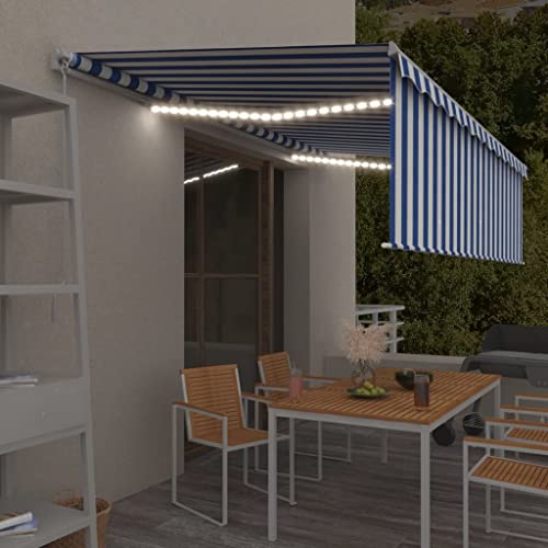 Manuell einziehbare Markise mit Rollo und LED, 5 x 3 m, Blau und Weiß Manuell einziehbare Markise mit Rollo und LED, 5 x 3 m, Blau und Weiß von GCHDHAPB