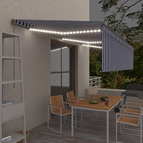 Manuell einziehbare Markise mit Rollo und LED, 6 x 3 m, Blau und Weiß Manuell einziehbare Markise mit Rollo und LED, 6 x 3 m, Blau und Weiß von GCHDHAPB