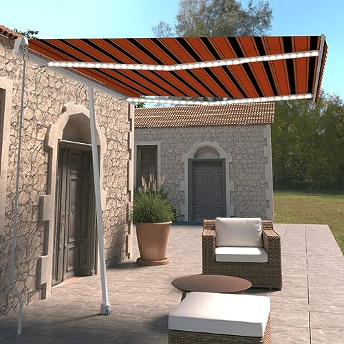 Manuell versenkbare Markise mit LED 300x250 cm orange und braun Manuell versenkbare Markise mit LED 300x250 cm orange und braun von GCHDHAPB