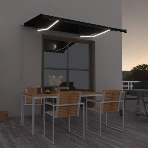 Manuell versenkbare Markise mit LED 350x250cm Anthrazit von GCHDHAPB