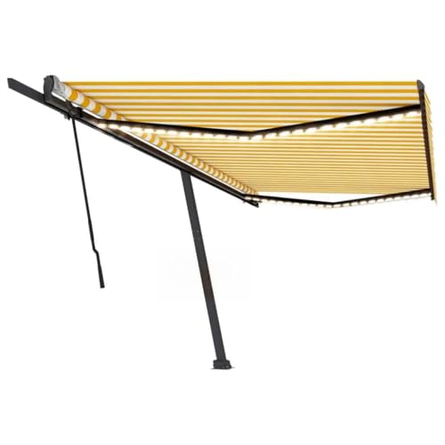 Manuell versenkbare Markise mit LED 500x300cm Gelb und Weiß von GCHDHAPB